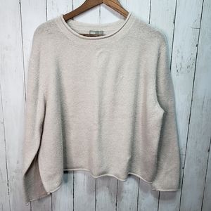 ASOS Cropped Sweater with Rolled Edge Detail Fluffy Beige Yarn size 14